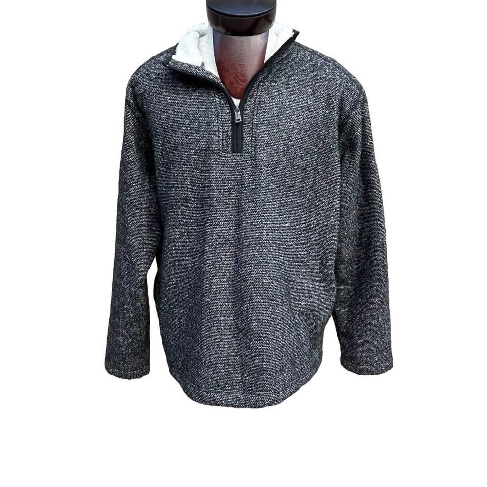Orvis Men's Black White 1/4 Zip Fleece Lined Size XL‎ Long Sleeve Brighton